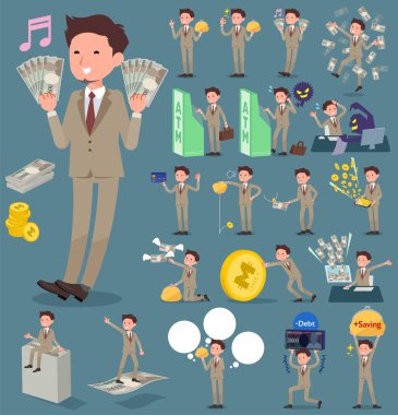 düz tip bej takım elbise kısa saç sakal man_money