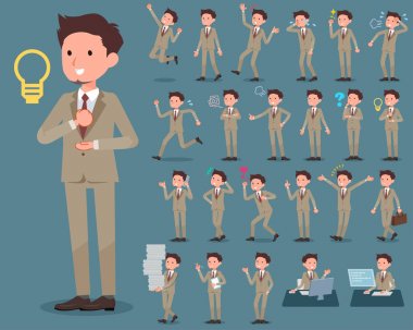 düz tip bej takım elbise kısa saç sakal man_1