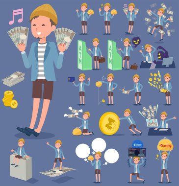 flat type Jacket Short pants men_money clipart