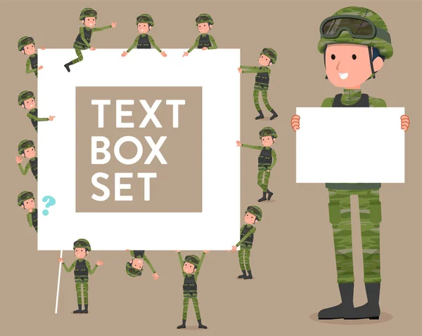Flache Art militärischer Verschleiß man _ text box — Stockvektor
