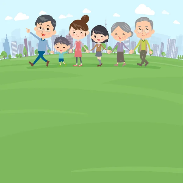 Hand met familie drie generaties Walking Park — Stockvector