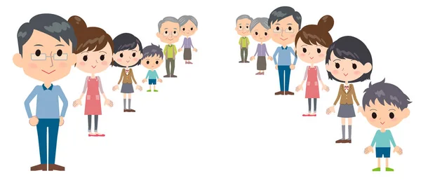 Familia de tres generaciones de profundidad — Vector de stock