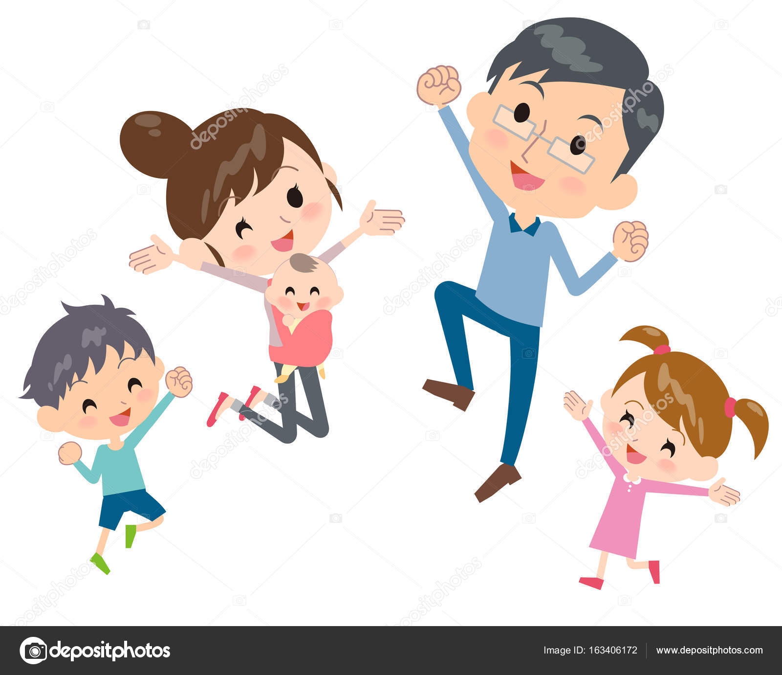 Family 2 Generations Gather Jump Vector Image By C Seijiroooooooooo Vector Stock