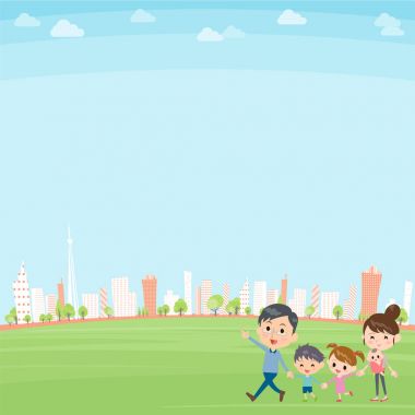 Aile 2 nesiller tutan el yürüyüş şehir