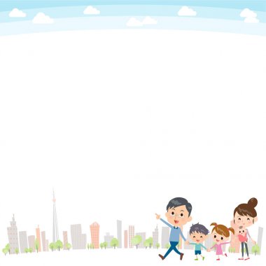 Aile 2 nesiller tutan el yürüyüş şehir beyaz geri