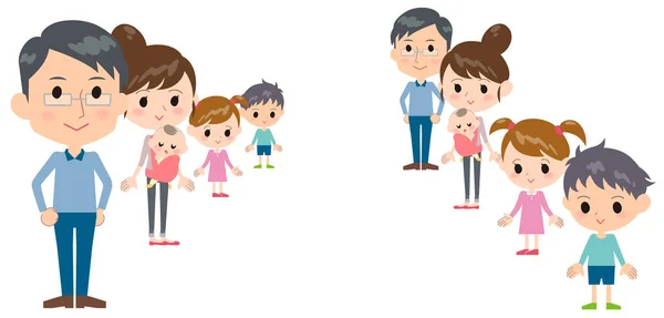 Family 2 generations depth — Stock Vector