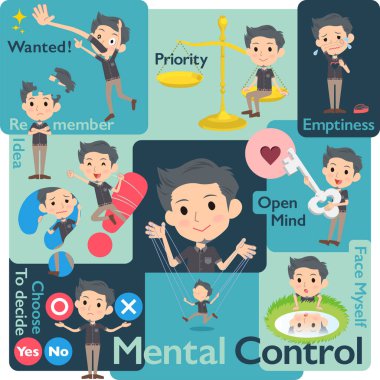 Siyah shortsleeved gömlek kısa sakal man_Mental ve iradesiyle