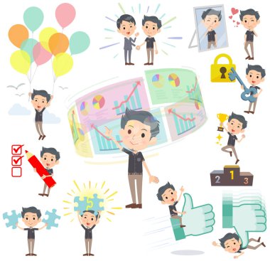 Siyah shortsleeved gömlek kısa sakal man_success ve pozitif