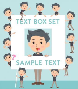 Siyah shortsleeved gömlek kısa sakal man_text kutusu