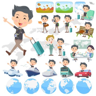 Siyah shortsleeved gömlek kısa sakal man_travel