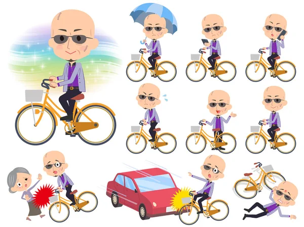 ญี่ปุ่นมาเฟีย Yakuza men_city จักรยาน — ภาพเวกเตอร์สต็อก