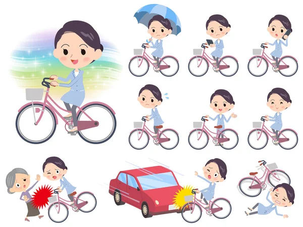 Bata blanca women _ city bicicleta — Vector de stock