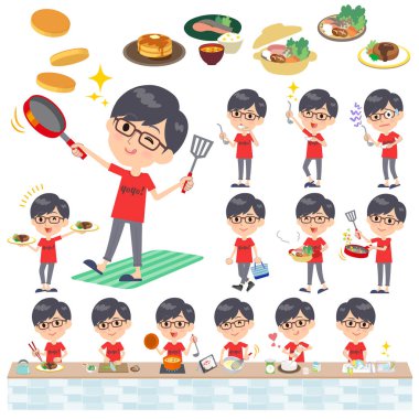 Kırmızı Tshirt Glasse men_cooking