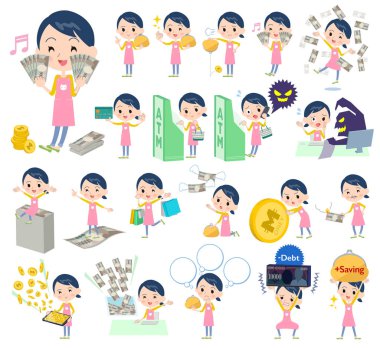 Çocuk bakıcısı women_cooking çeşitli pozlar kümesi