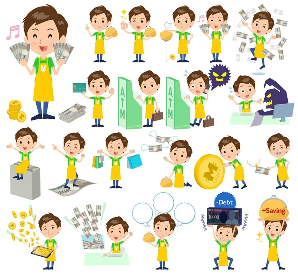 Conjunto de varias poses de Childminder men _ sns — Vector de stock