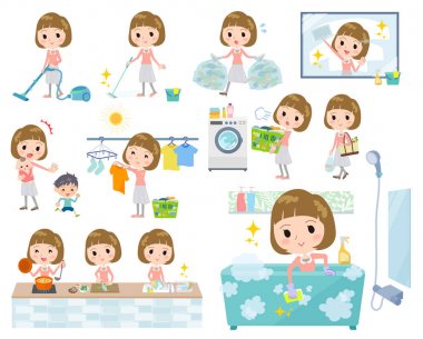 Düz saç pembe bluz women_Housekeeping patlama