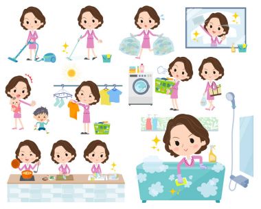 Pembe takım iş orta yaşlı women_Housekeeping