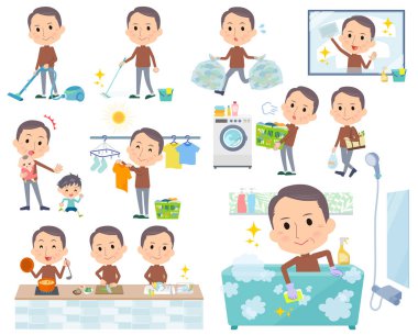 Men_housekeeping kahverengi yüksek boyun orta yaşlı