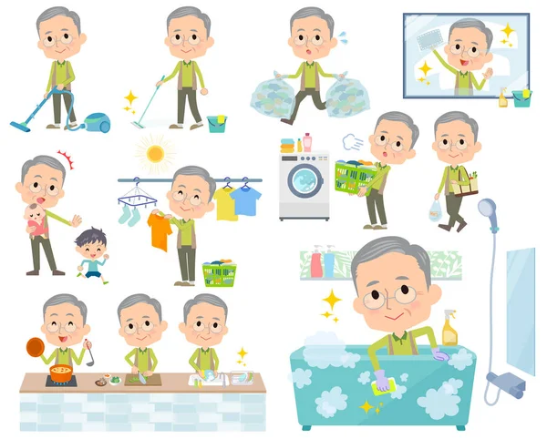 Yeşil giyim grandfather_housekeeping