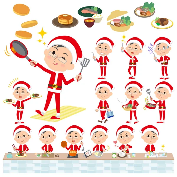 Traje de Papai Noel dad _ cooking —  Vetores de Stock