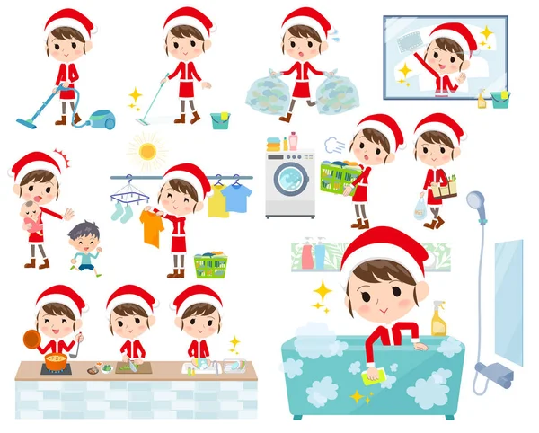 Santa Claus Costume mom_Housekeeping — Stock Vector