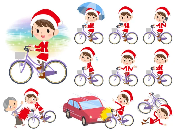 Papai Noel Fantasia mom _ city bicicleta —  Vetores de Stock