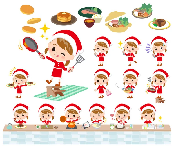 Santa Claus kostym girl_cooking — Stock vektor