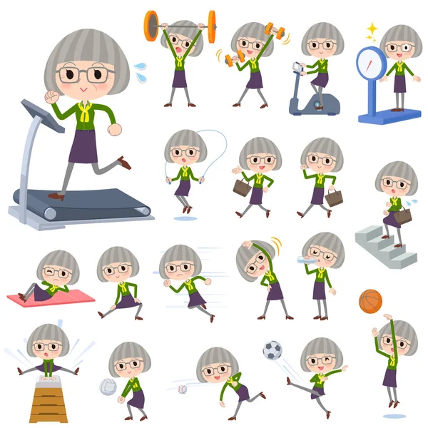 Cămașă verde femei vechi _ Sport & exerciții fizice — Vector de stoc
