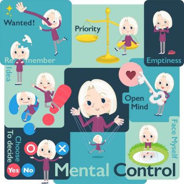 Mor forması yaşlı kadınlar White_Mental ve iradesiyle