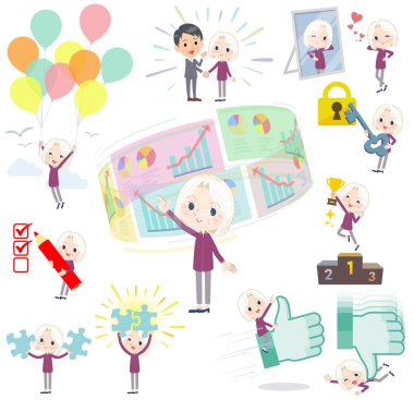 Mor forması yaşlı kadınlar White_success ve pozitif