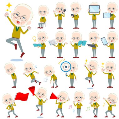 Yaşlı adam White_2 sarı okra örgü