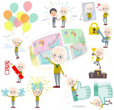 Sarı okra yaşlı adam White_success ve pozitif örgü