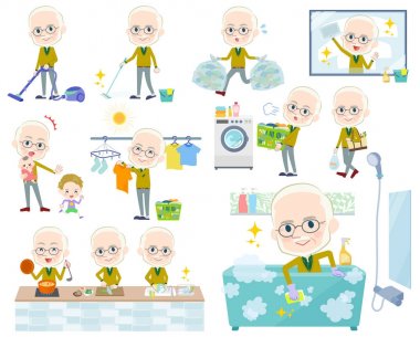 Yaşlı adam White_housekeeping sarı okra örgü