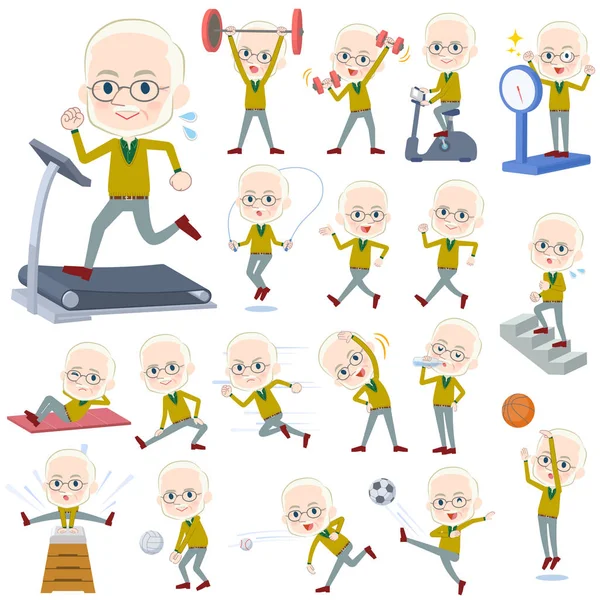 Hombre viejo de punto ocre amarillo White _ Sports & exercise — Vector de stock