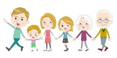 Aile üç kuşak White_Walking tutan el