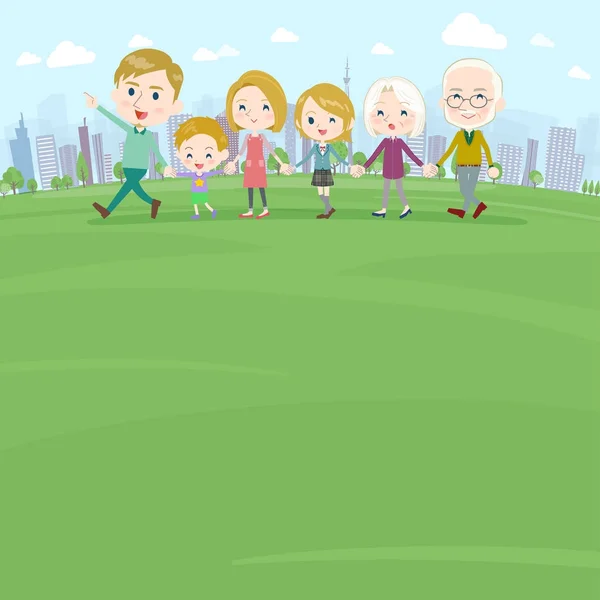 Hand met familie drie generaties White_Walking Park — Stockvector