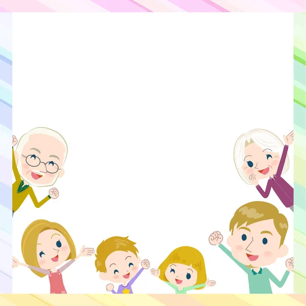 Familie drie generaties White_gather in frame — Stockvector