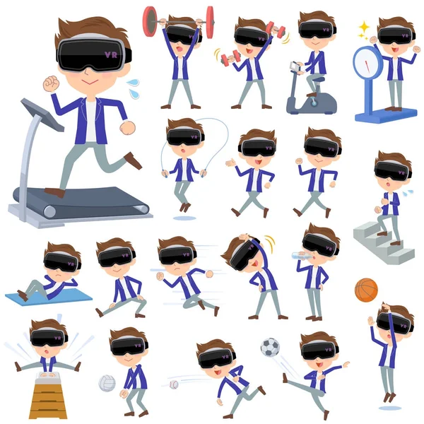 Gafas de realidad virtual men _ Sports & exercise — Archivo Imágenes Vectoriales