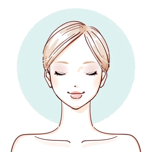 Beauty woman_After make up closed eyes — Stock Vector