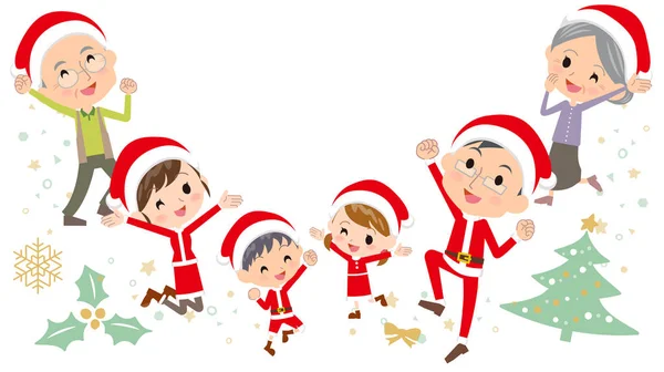 Familie drie generaties Christmas_jump — Stockvector