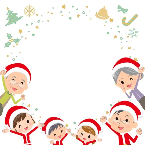 Familie drie generaties Christmas_gather in frame — Stockvector