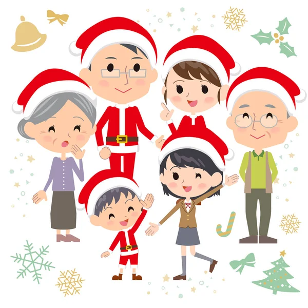 Familie drie generaties Christmas_gather — Stockvector