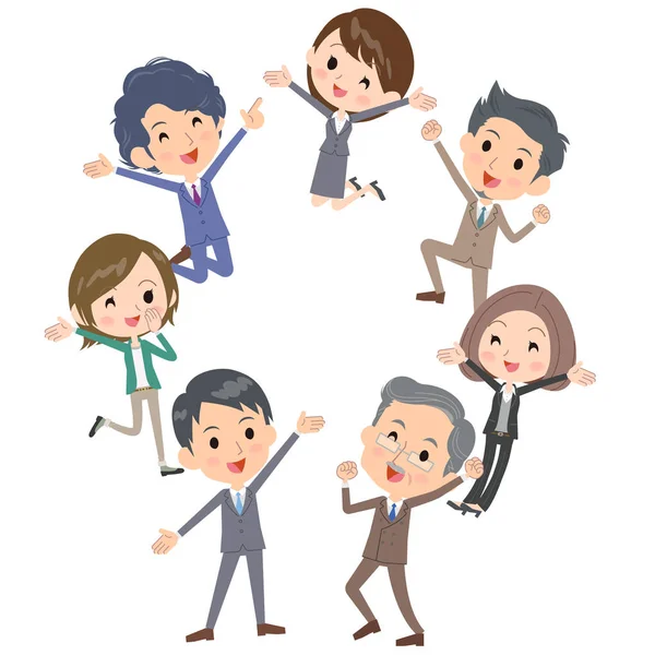 Business people_gather happy — Stock Vector