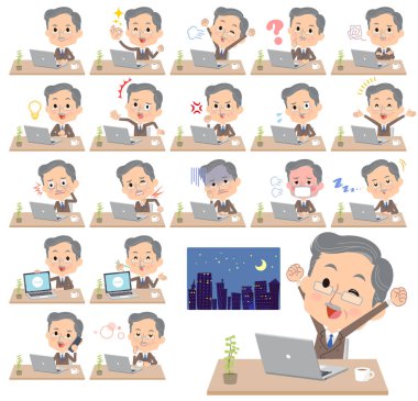 Çift takım elbise sakal eski men_desk çalışma