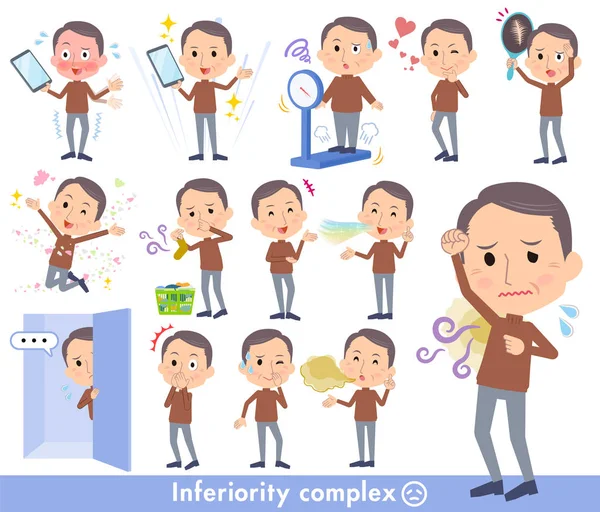 Brown high neck Middle aged men_complex — Stock Vector