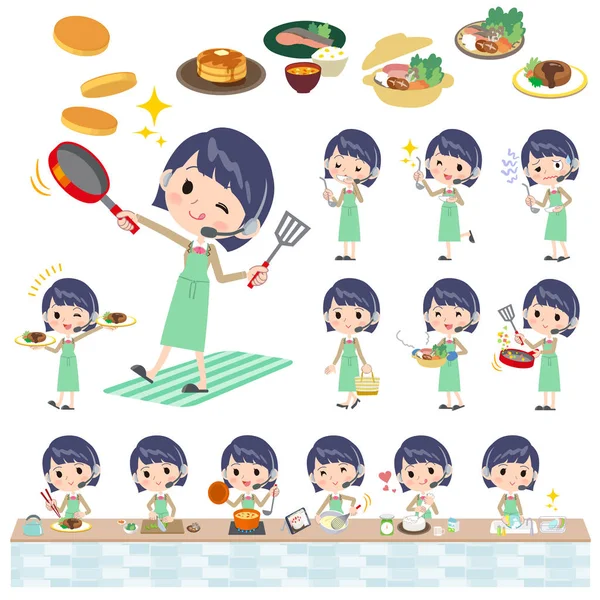 Call center woman _ cooking — Vector de stock