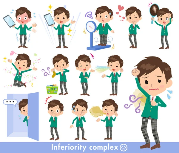 School boy Green Blazer_complex — Stock Vector