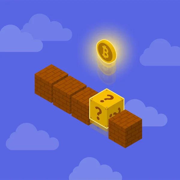 Jogo de bitcoin image illustration _ 3D — Vetor de Stock