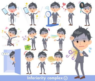 Gri takım elbise işadamı kötü condition_complex