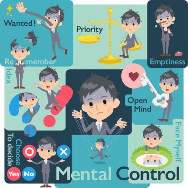 Gri takım elbise işadamı kötü condition_Mental ve iradesiyle